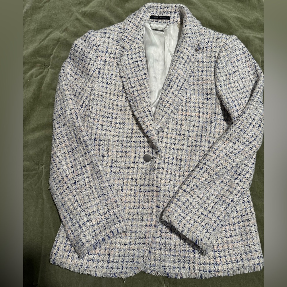 Elie Tahari Tweed One-Button Blazer